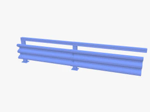 Tileable single sided traffic barrier guardrail V1 weathered 3D Model