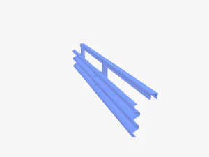 Tileable single sided traffic barrier guardrail V1 weathered 3D Model