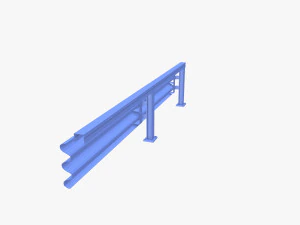 Tileable single sided traffic barrier guardrail V1 weathered 3D Model