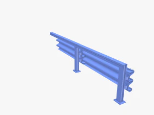Tileable single sided traffic barrier guardrail V1 weathered 3D Model