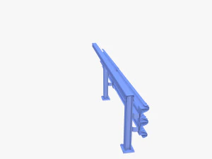 Tileable single sided traffic barrier guardrail V1 weathered 3D Model