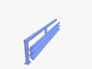 Tileable single sided traffic barrier guardrail V1 weathered 3D Model