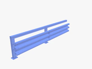 Tileable single sided traffic barrier guardrail V1 weathered 3D Model