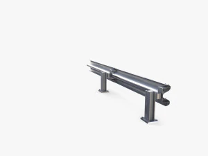 Tileable single sided traffic barrier guardrail V2 3D Model