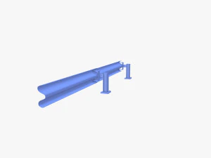 Tileable single sided traffic barrier guardrail V2 3D Model