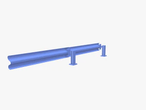 Tileable single sided traffic barrier guardrail V2 3D Model