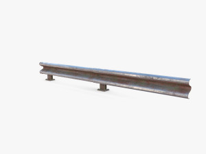Tileable single sided traffic barrier guardrail V2 weathered Modelo 3D
