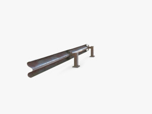Tileable single sided traffic barrier guardrail V2 weathered Modelo 3D