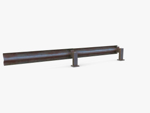Tileable single sided traffic barrier guardrail V2 weathered Modelo 3D