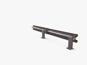Tileable single sided traffic barrier guardrail V2 weathered Modelo 3D