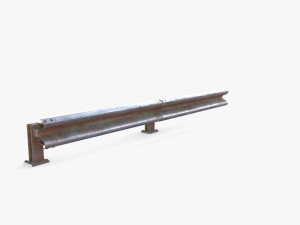 Tileable single sided traffic barrier guardrail V2 weathered Modelo 3D
