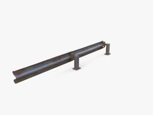 Tileable single sided traffic barrier guardrail V2 weathered Modelo 3D