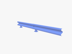 Tileable single sided traffic barrier guardrail V2 weathered Modelo 3D