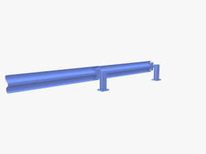 Tileable single sided traffic barrier guardrail V2 weathered Modelo 3D