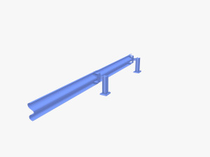 Tileable single sided traffic barrier guardrail V2 weathered Modelo 3D
