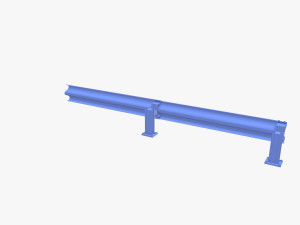 Tileable single sided traffic barrier guardrail V2 weathered Modelo 3D