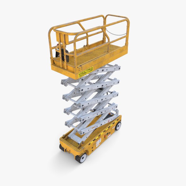 Electric Scissor Lift v2 3D Model .c4d .max .obj .3ds .fbx .stl .blend 
