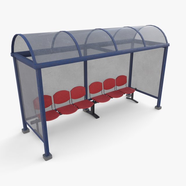 Bus stop v1 3D 모델 .c4d .max .obj .3ds .fbx .stl .blend 