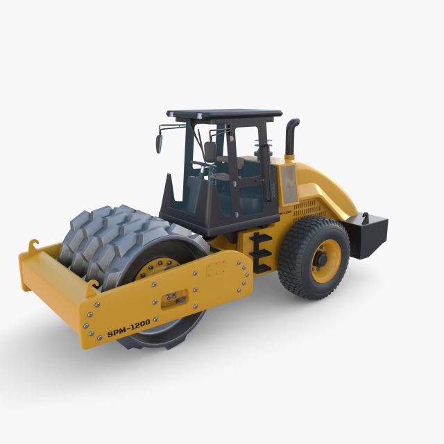Road roller V6 3D Модель .c4d .max .obj .3ds .fbx .stl .blend 
