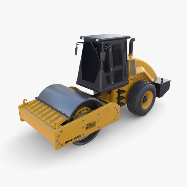 Road roller V7 3D Модель .c4d .max .obj .3ds .fbx .stl .blend 
