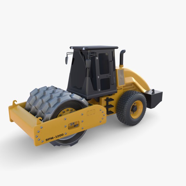Road roller V8 3D Модель .c4d .max .obj .3ds .fbx .stl .blend 