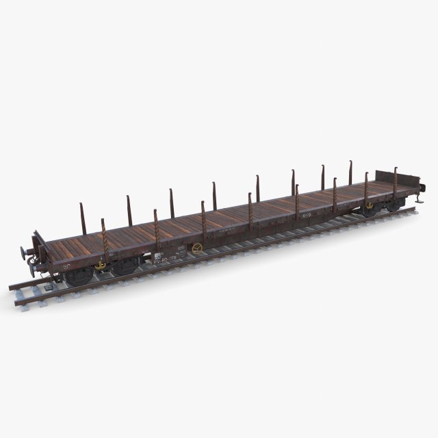 CFR Flat Rail Car v2 3D Model .c4d .max .obj .3ds .fbx .stl .blend 