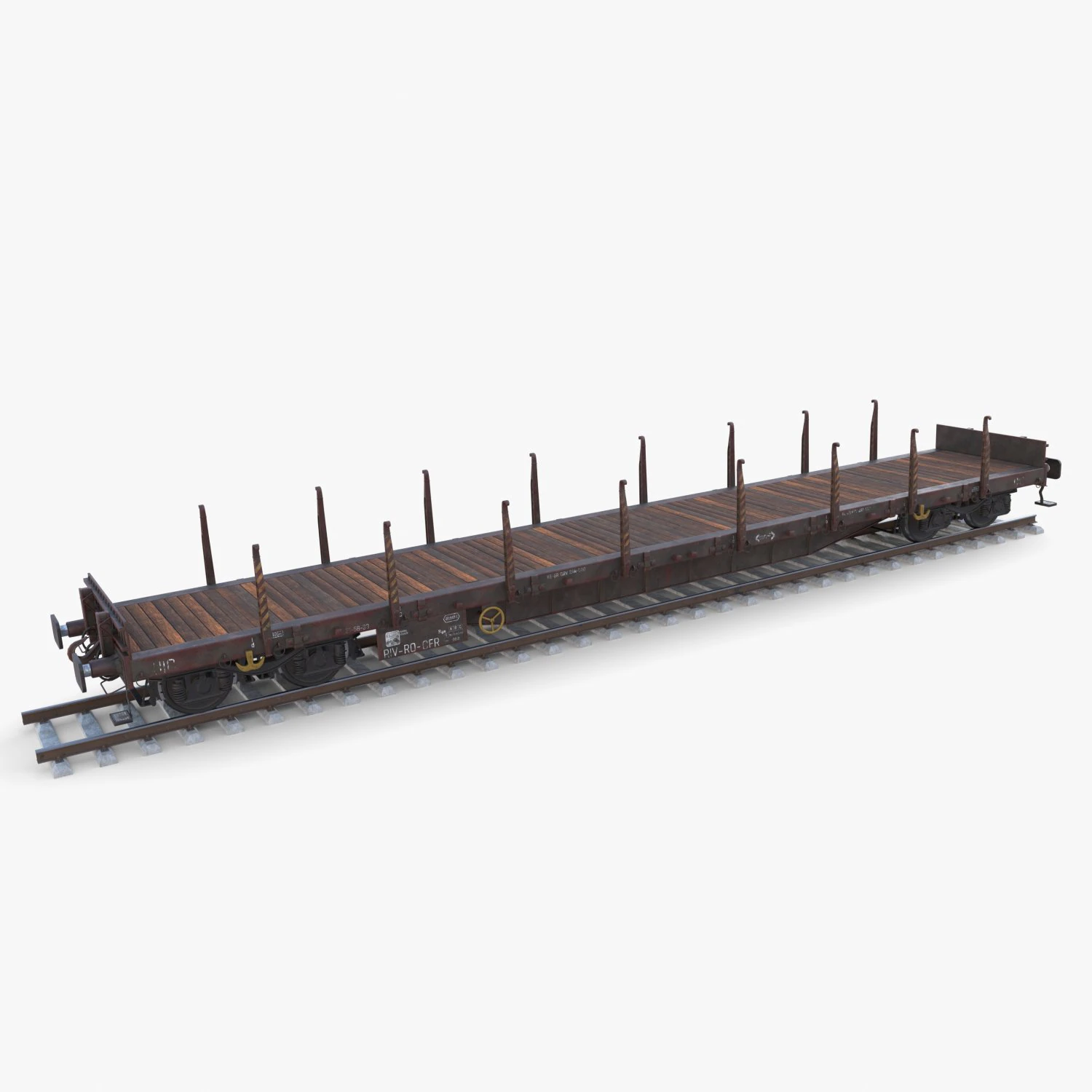 CFR Flat Rail Car v2 3D Model .c4d .max .obj .3ds .fbx .stl .blend 