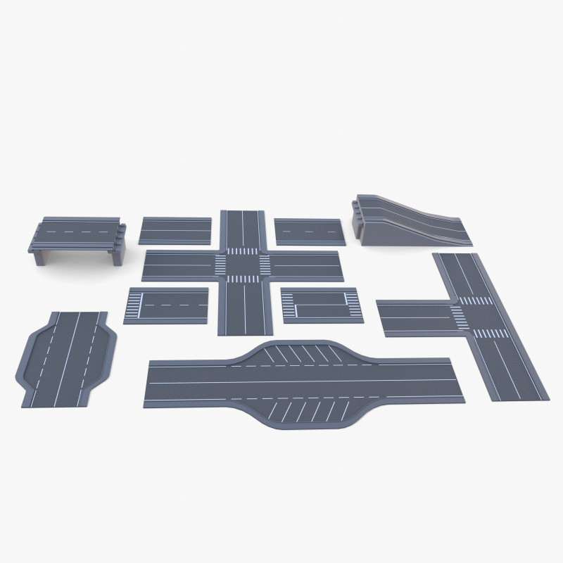 Connectable road segment pack v1 Modelo 3D .c4d .max .obj .3ds .fbx .stl .blend 