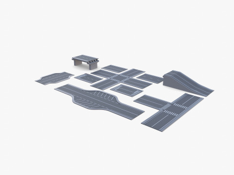 Connectable road segment pack v1 Modelo 3D