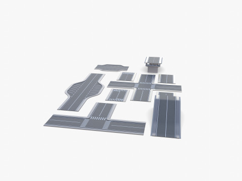 Connectable road segment pack v1 Modelo 3D