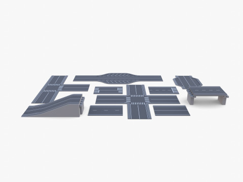 Connectable road segment pack v1 Modelo 3D