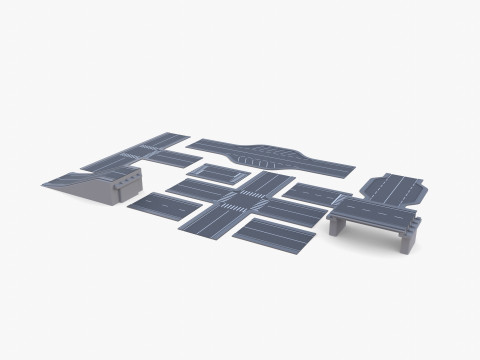 Connectable road segment pack v1 Modelo 3D