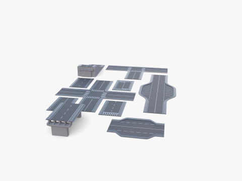 Connectable road segment pack v1 Modelo 3D