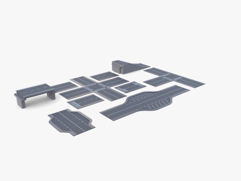 Connectable road segment pack v1 Modelo 3D