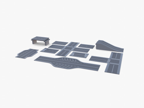 Connectable road segment pack v1 Modelo 3D