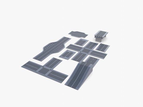 Connectable road segment pack v1 Modelo 3D
