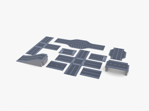 Connectable road segment pack v1 Modelo 3D