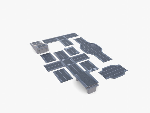 Connectable road segment pack v1 Modelo 3D