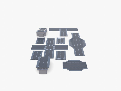 Connectable road segment pack v1 Modelo 3D