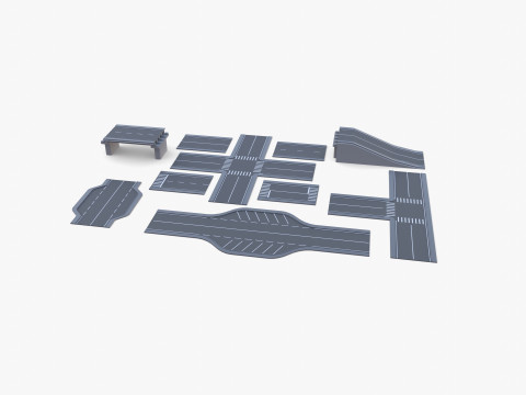 Connectable road segment pack v1 Modelo 3D