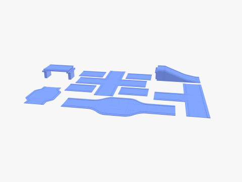 Connectable road segment pack v1 Modelo 3D