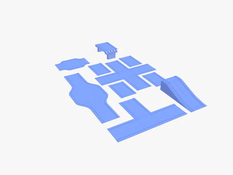 Pack de segments routiers connectables v1 Modèle 3D