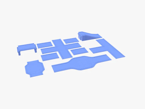 Pack de segments routiers connectables v1 Modèle 3D