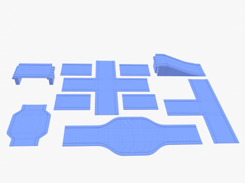 Connectable road segment pack v1 Modelo 3D