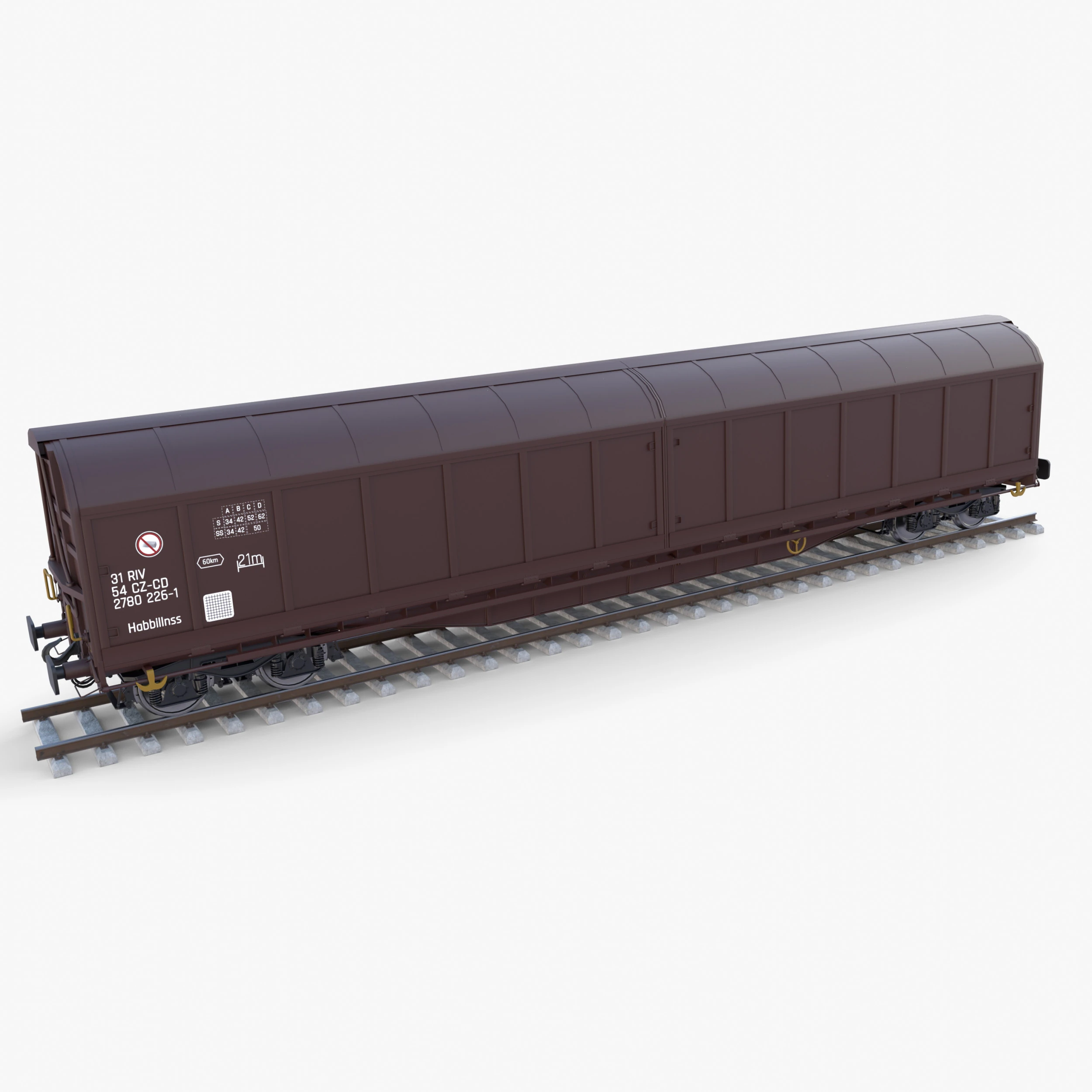 CFR Habis Sliding Door Wagon 339 Rail Car v2 3D Model .c4d .max .obj .3ds .fbx .stl .blend 