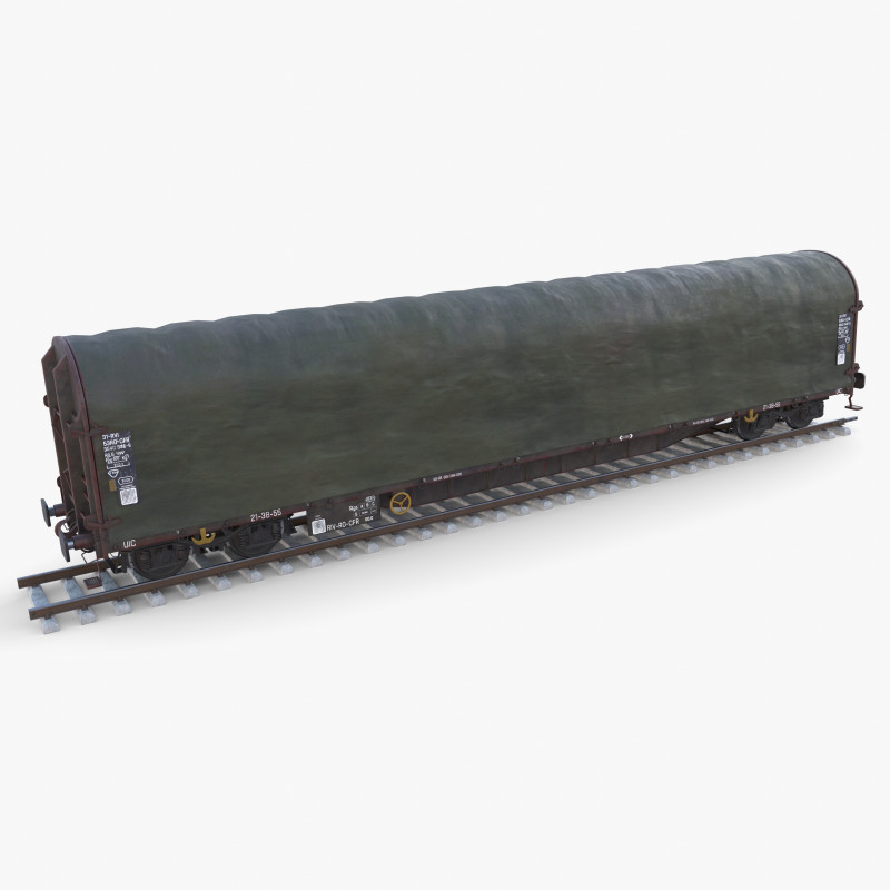 CFR Sliding Tarp Rail Car v2 3D Model .c4d .max .obj .3ds .fbx .stl .blend 