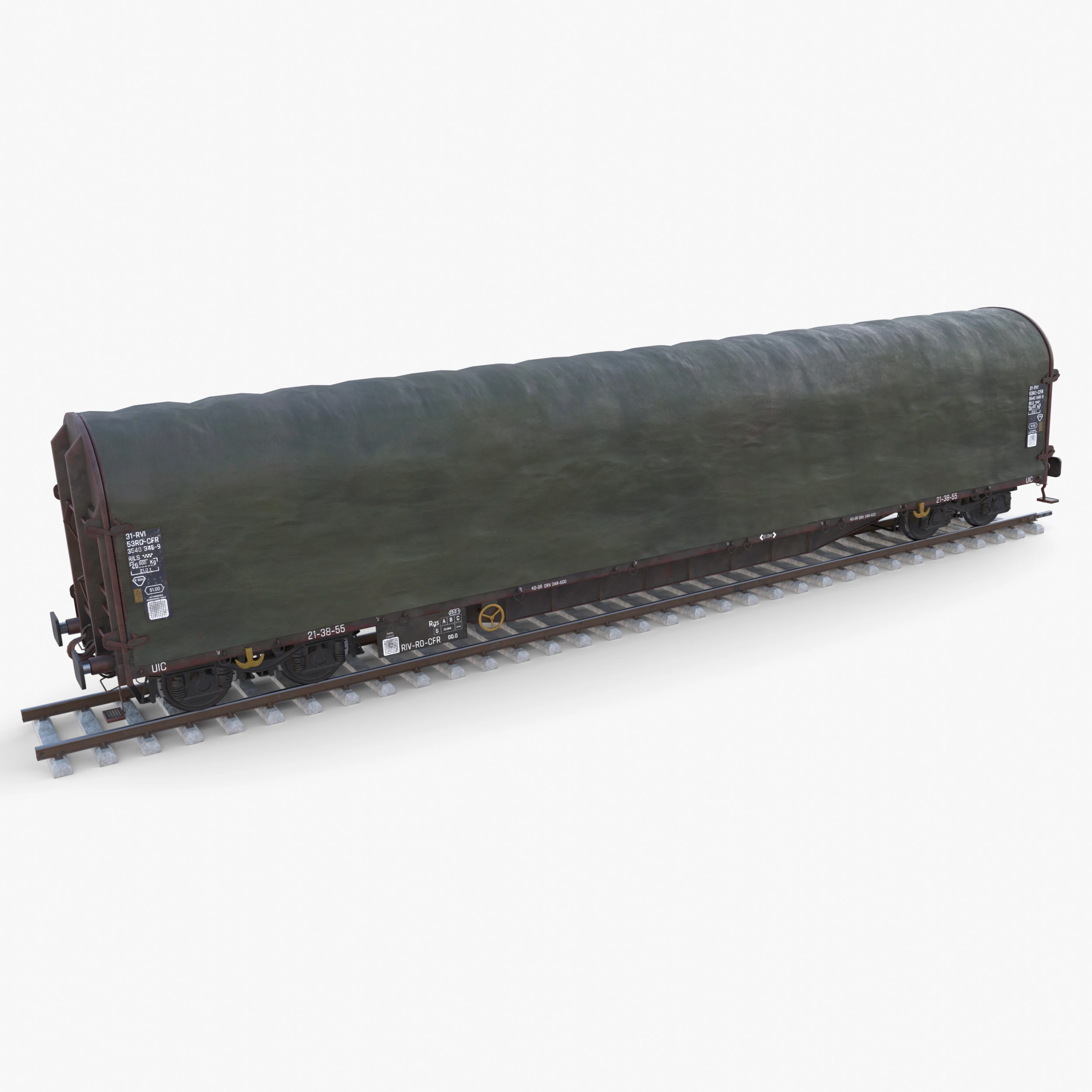 CFR Sliding Tarp Rail Car v2 3D Model .c4d .max .obj .3ds .fbx .stl .blend 