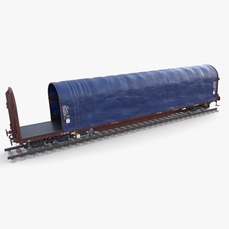CFR Sliding Tarp Rail Car v4 Modelo 3D .c4d .max .obj .3ds .fbx .stl .blend 