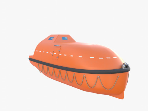 Life boat with interior V1 3D Model