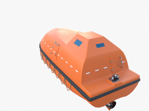 Life boat with interior V1 3D Model